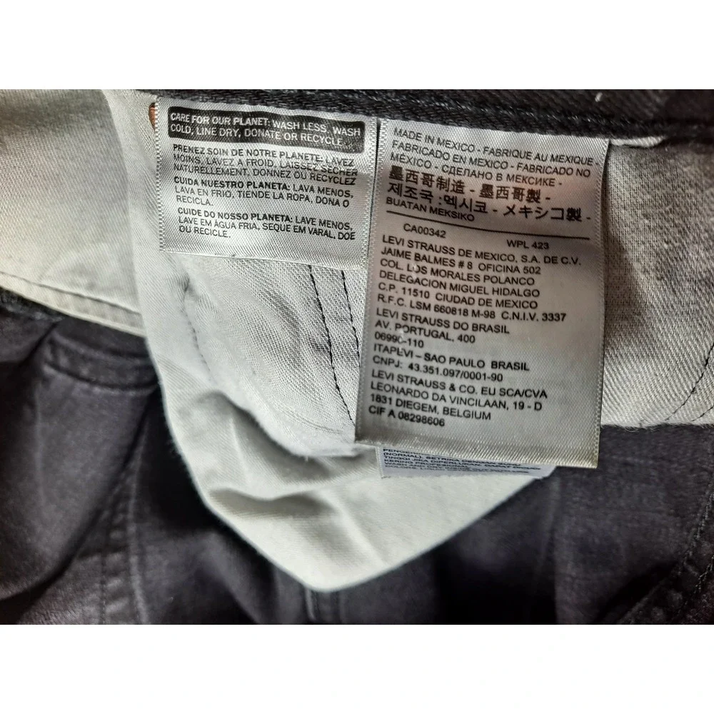 Levi Strauss Co‎ Mens 501 Button Fly Jeans Black Straight Fit Size 44x32